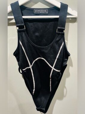 Manière De Voir Black Bodysuit Reflective design Size 8